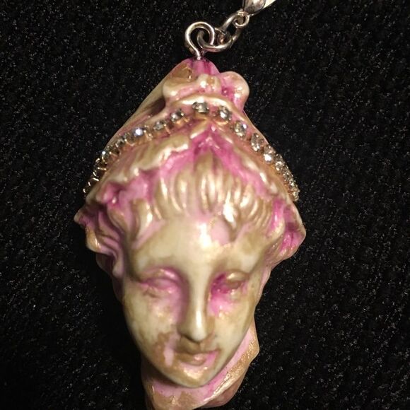 Hand Crafted Painted Pendant with Rhinestones - Picture 1 of 2
